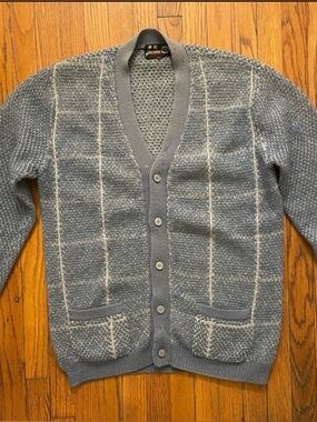 Vintage 1970’s Panda Cardigan Sweater Made in Korea Button Front Knit Size M